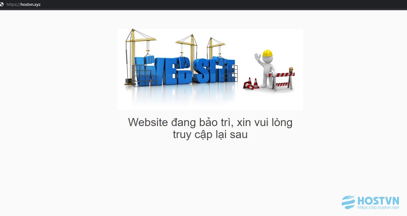 Ví dụ minh họa màn hình hiện chế độ bảo trì website